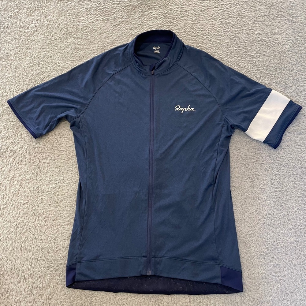 Rapha Cycling Core Jersey Womens Large Navy Blue Short Sleeve Full Zip COR04XX